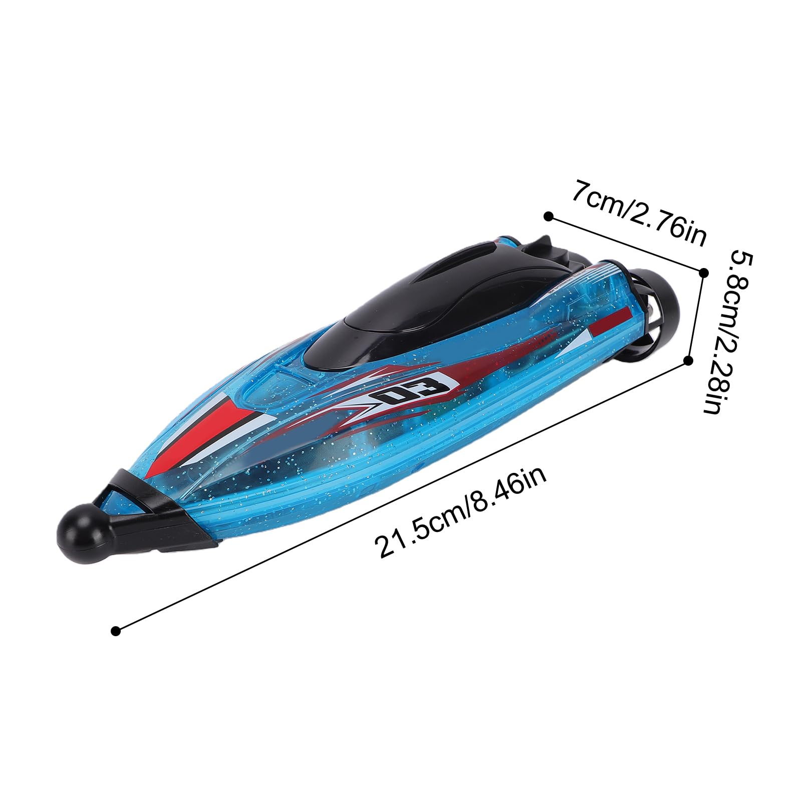 Dilwe Lancha Teledirigida, Lancha RC de Alta Velocidad con Motores sin Escobillas Duales, Rotación de 360°, Nivelación Automática y Luces LED para Lago. (Blue)