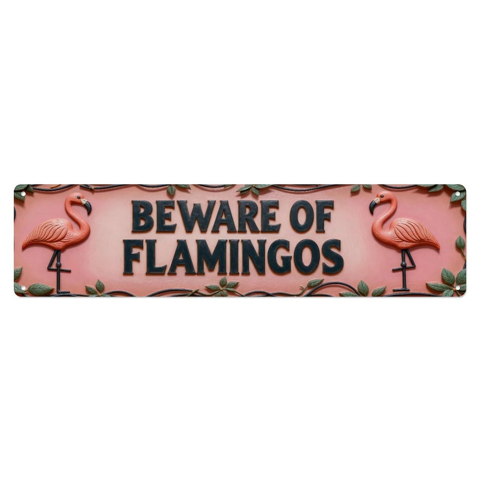 Flamingo Warning Sign Pattern Metal Tin Sign Plaque