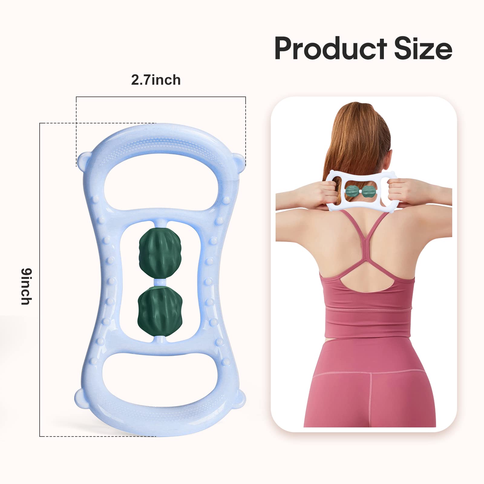 Masażer szyi, masażer pleców, wałek spustowy, do jogi, kształtowania fitnessu, ergonomiczny uchwyt, łagodzący ból, masażer do głębokich tkanek, masażer do talii, szyi, pleców i ramion, biały