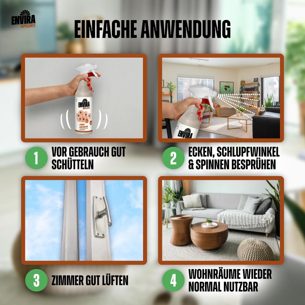 Envira Spinnenspray 2 x 5 Liter - Spray mit Langzeitwirkung gegen Spinnen - Mittel gegen Spinnen in der Wohnung - Effektive Spinnenabwehr