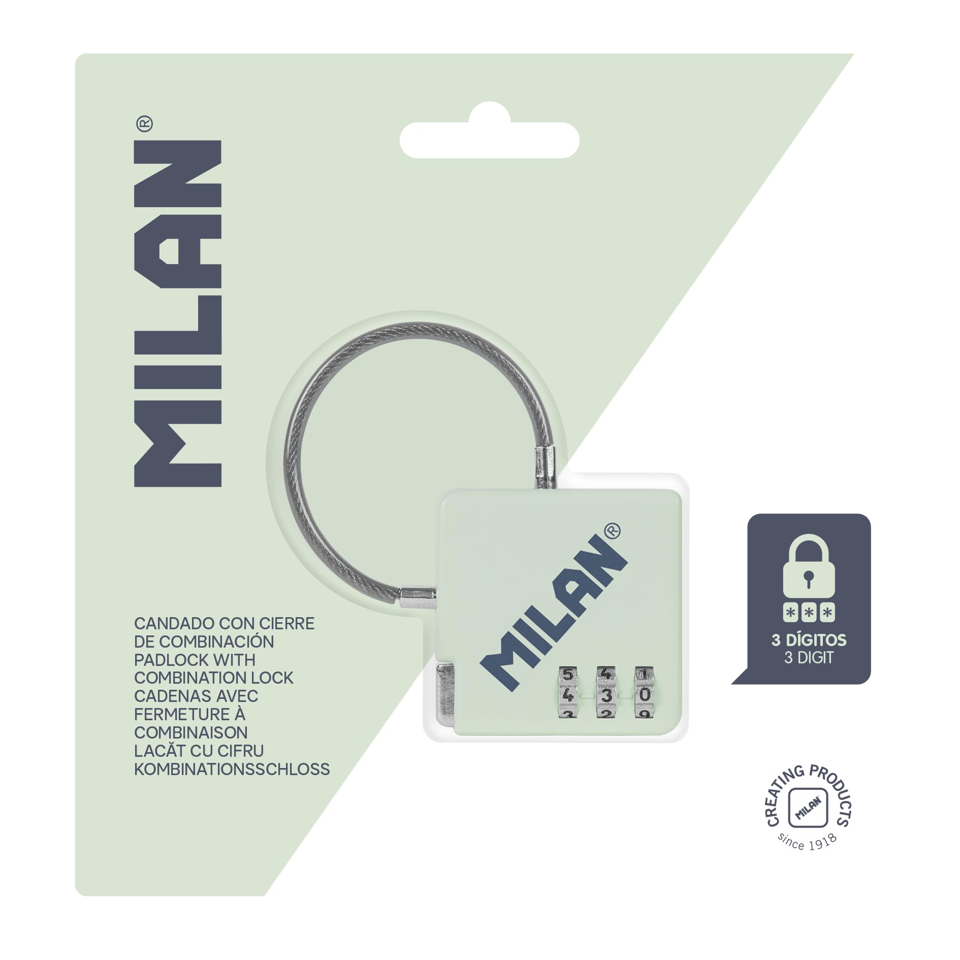 MILAN® Candado con cierre de combinación, colección 430 since 1918, verde