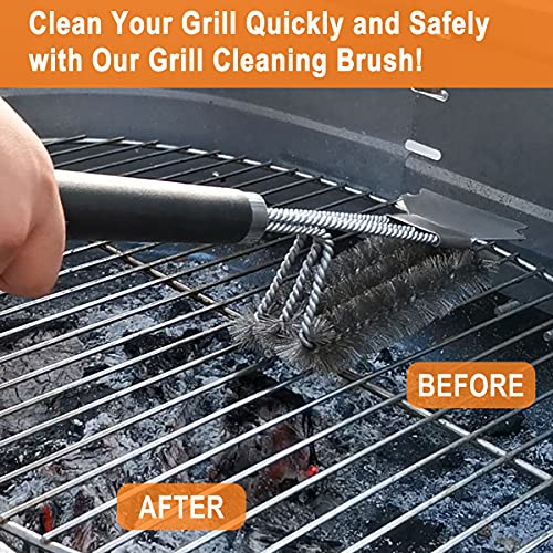 Poligo Safe Grill Brush And Scraper With Deluxe Handle - 18" Grill Cleaner Brush Stainless Steel Bristle Grill Brush For Outdoor Grill Wizard Grate - Bbq Brush For Grill Cleaning Ideal Grilling Gifts #TOP6