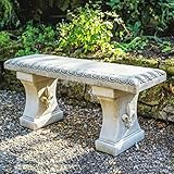 DGS STATUES – Stone Cast, Simple Crest and Round Pattern Design Bench, Hand Finished, Statue, Garden Seat, Sculpture, 110KG