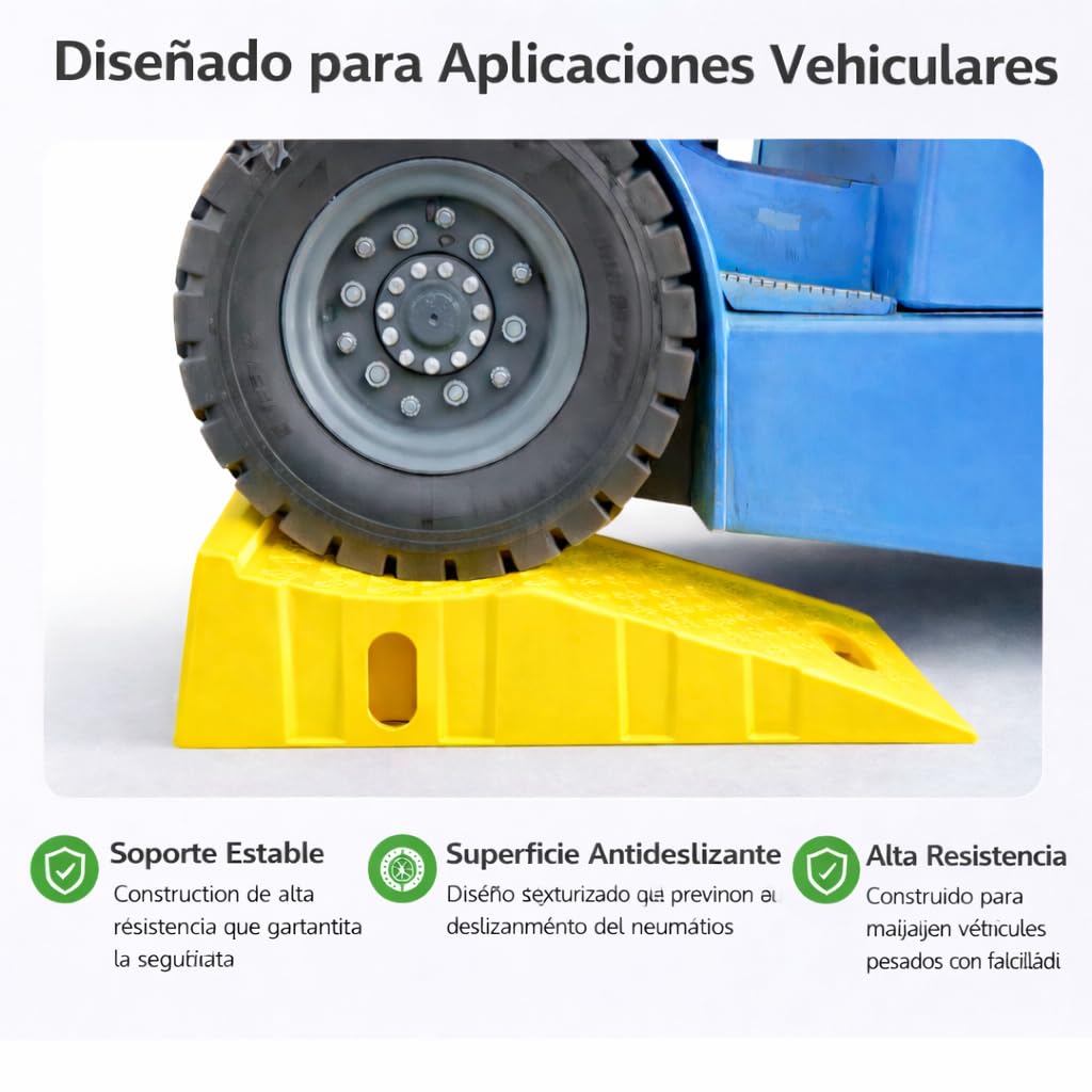 Juego de 2 Rampas de Elevación para Coche, Capacidad de 4,5 T por Pareja con Adhesivos Reflectantes Nocturnos, Amarillo