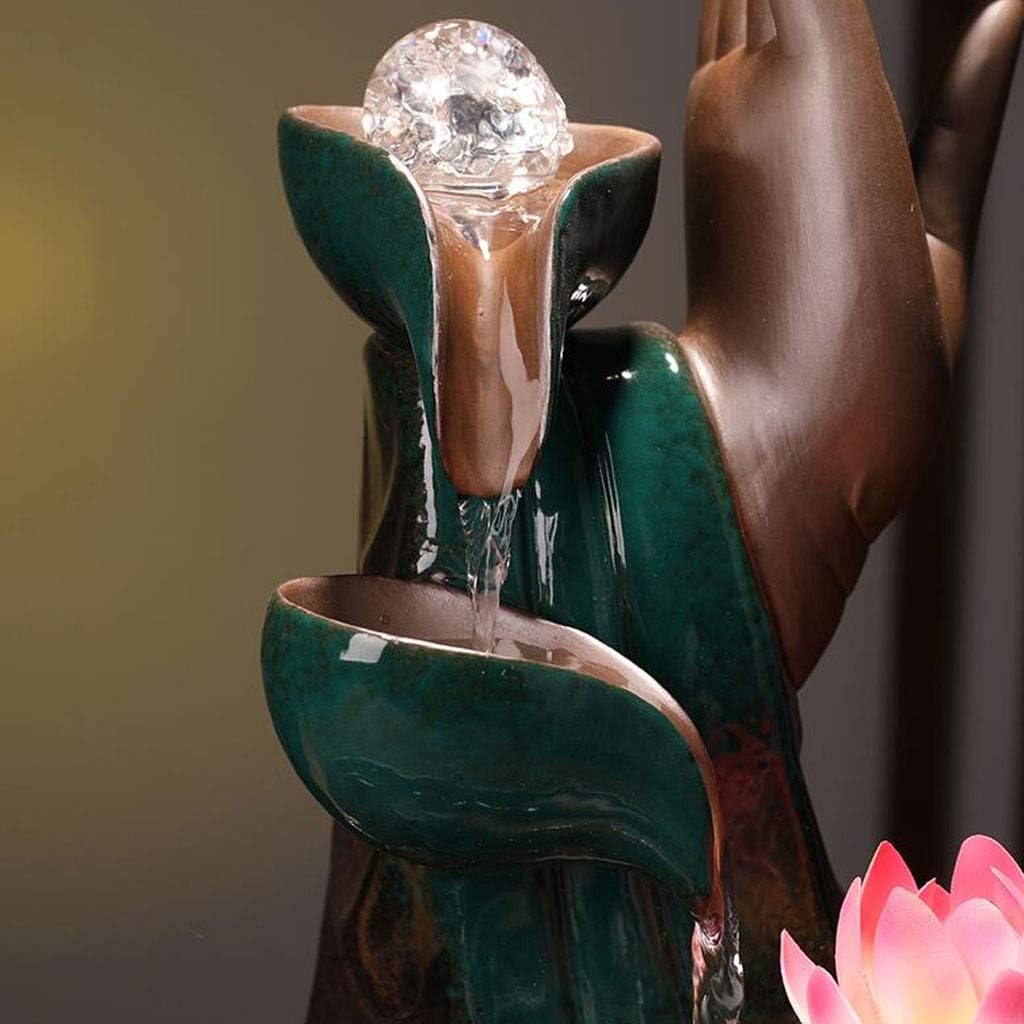 Relaxation Fountain Tabletop Fountain Ceramics Desktop Fountain Feng Shui Lucky Decoration Water Fountain Housewarming Gift 13.79 Inches Quiet Soothing Sound of Water