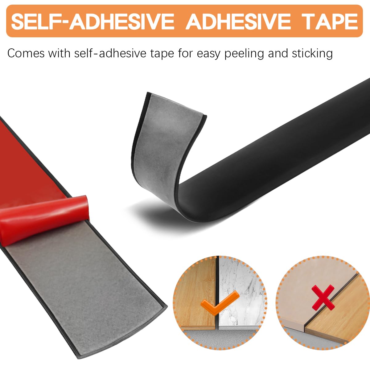 Profilo Di Transizione Autoadesivo Per Pavimenti - Striscia 1.5m X 4cm, Nero, Per Piastrelle E Soglie - Foto 3