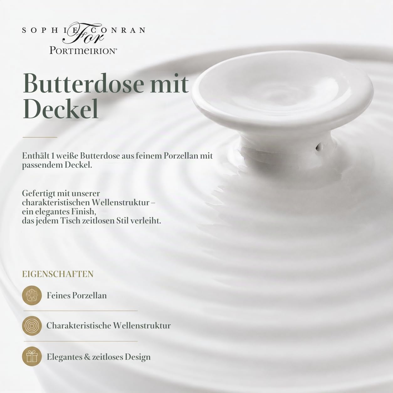 Portmeirion Home & Gifts Butterdose (Weiß)