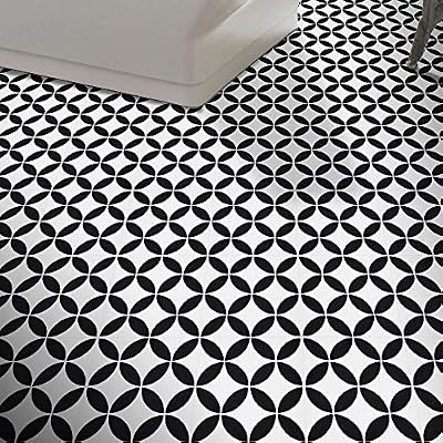 Moroccan Mosaic & Tile House CTP07-06 Amlo Handmade Cement Tile, 8''x8'', White/Black