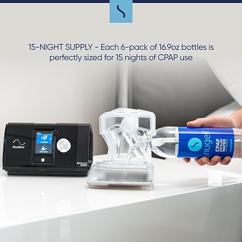 Miniatura 4 de Snugell Agua destilada para máquinas CPAP, botellas de tamaño de viaje (paquete de 6, 16.9 onzas cada una) - Suministro de hasta 15 días - Limpia,