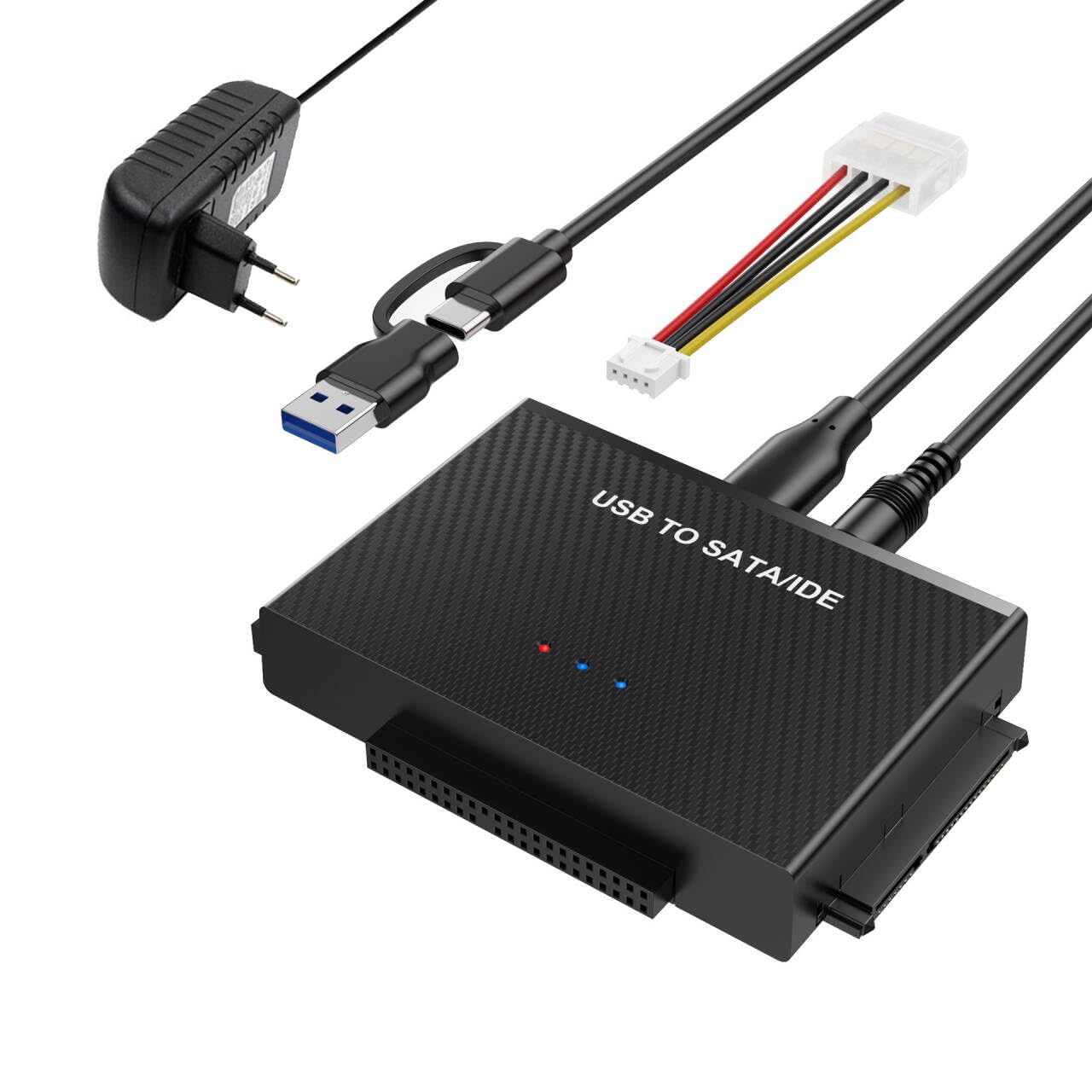 USB 3.0 to IDE and SATA Converter External Hard Drive Adapter Kit for Universal 2.5/3.5 HDD/SSD Hard Drive Disk, USB to SATA Reader IDE, Included 12V/2A Power Adapter
