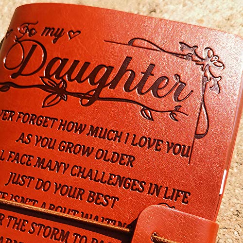 To My Daughter Leather Journal from Mom - Just Do Your Best - 7.88"x4.7"Embossed Vintage Refillable Writing Journal for Christmas,Birthdays (From Mom to Daughter) - Image 3
