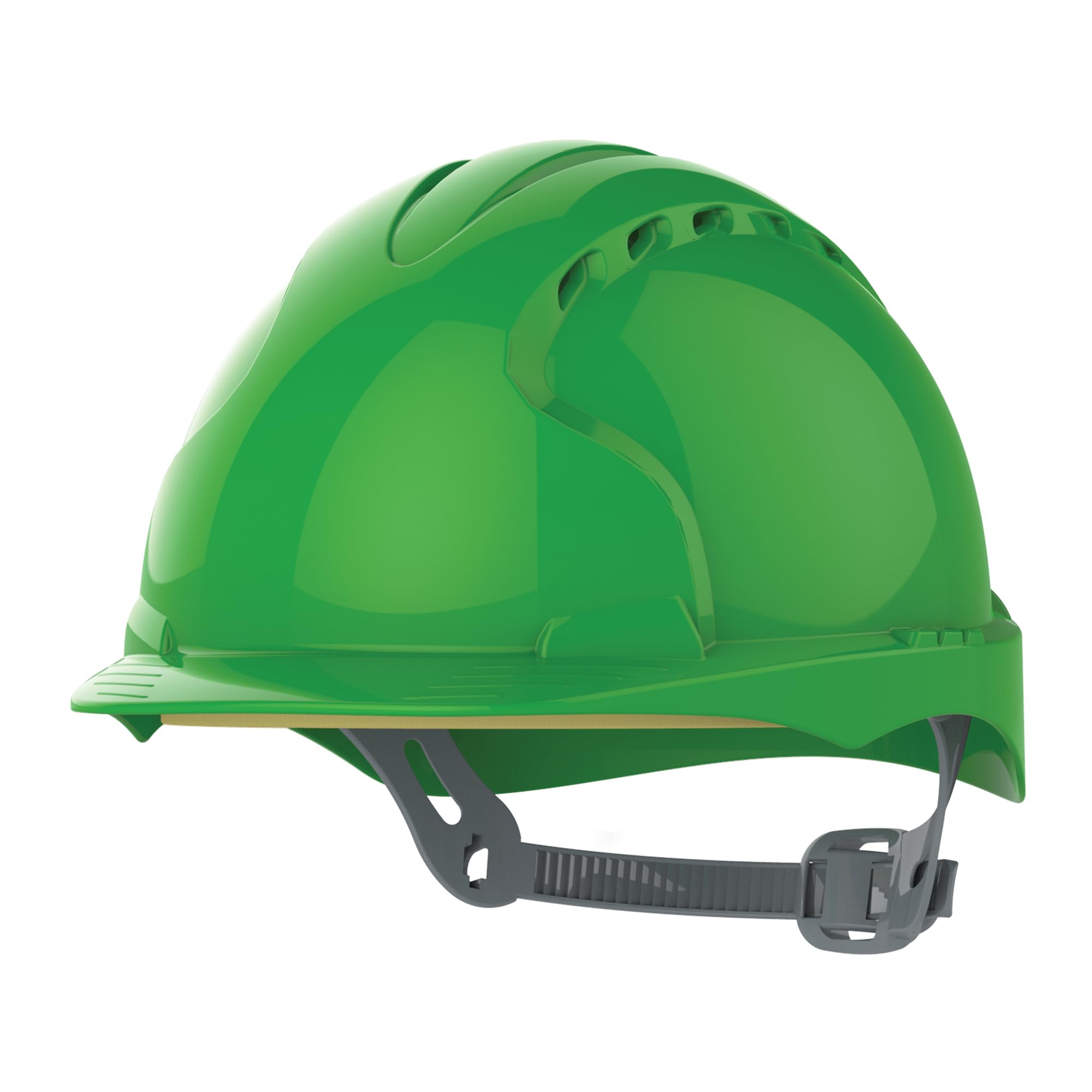 JSP EVO3 Safety Helmet Hard Hat - Vented - Green - Slip Ratchet Adjustment - Comfortable Adjustable Fabric Harness - Lightweight - For Construction, Building, Civil Engineering & Industry - EN397