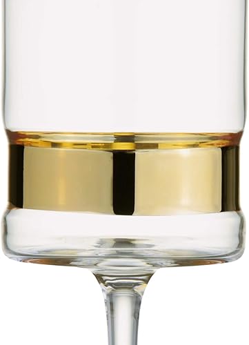 Miniatura 4 de Anton Studio Designs - Juego de 2 copas de vino SoHo - Diseño de borde y galvanizado dorado - Vasos de 11.8 fl oz para un juego de regalo de vino,