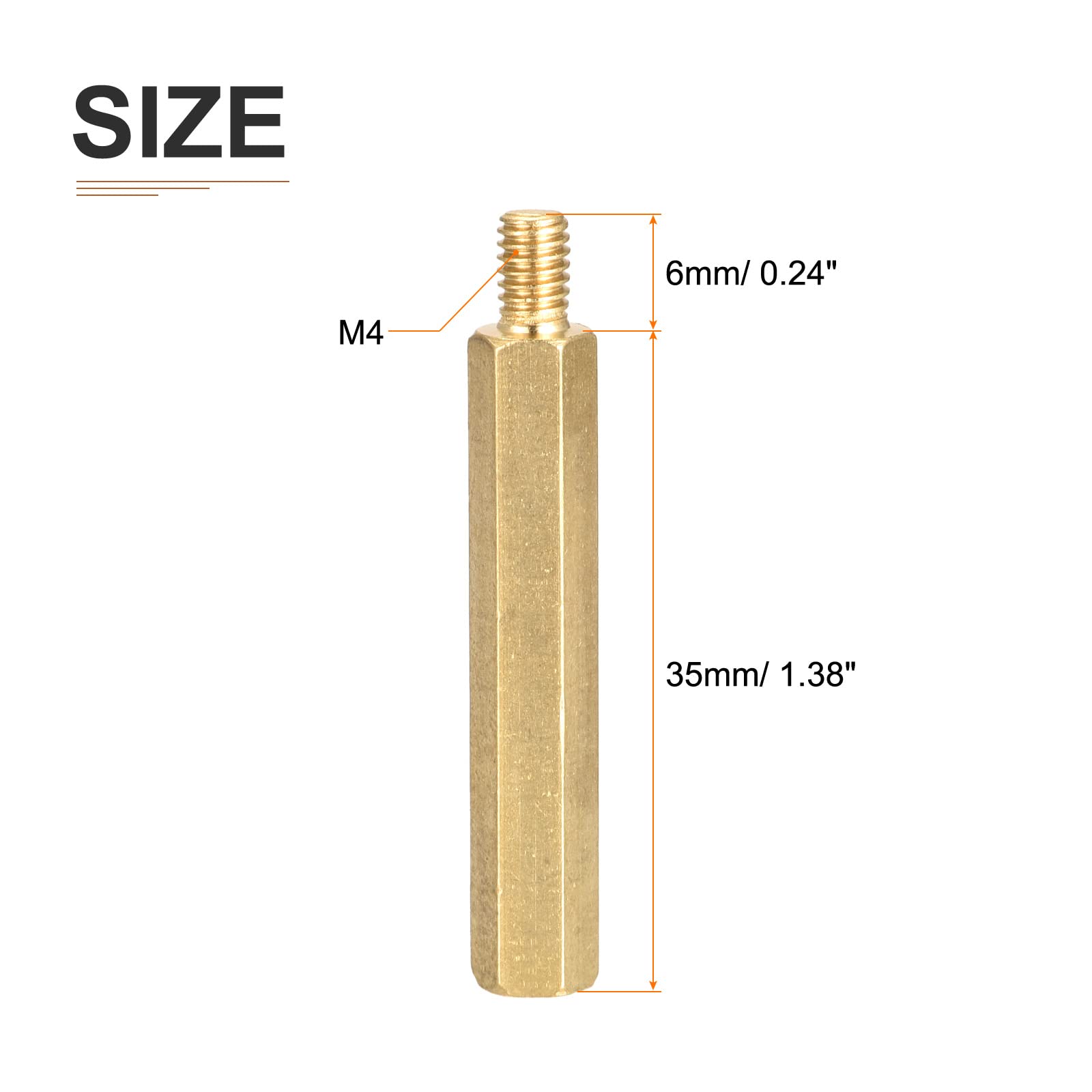 DTGN M4x35x6mm(DxHLxML) - Brass Hex Standoff -10Pack- Good for Electronic Machine - Male to Female Spacer Screw Nuts - Image 2