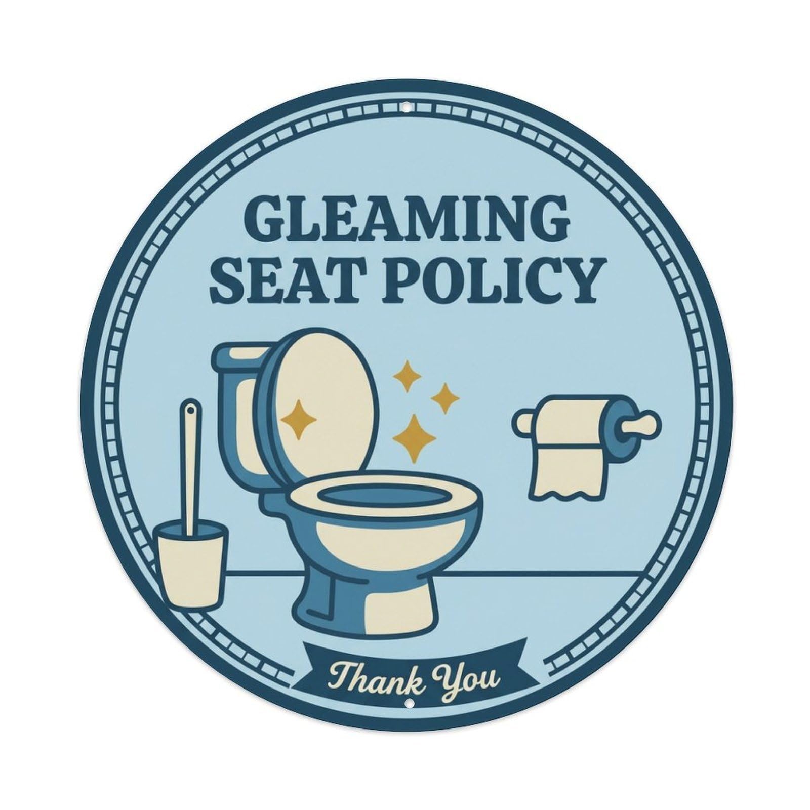 Metal Tin Sign Toilet Clean Bathroom Reminder Gleaming Seat Policy