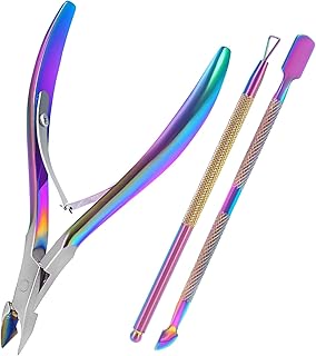 Cuticle Trimmer with Cuticle Pusher,Cuticle Remover,Cuticle Trimmer,Cuticle Pusher, Peeler Scraper,Durable Barb And Dead Skin Manicure Pedicure Tools (Rainbow)
