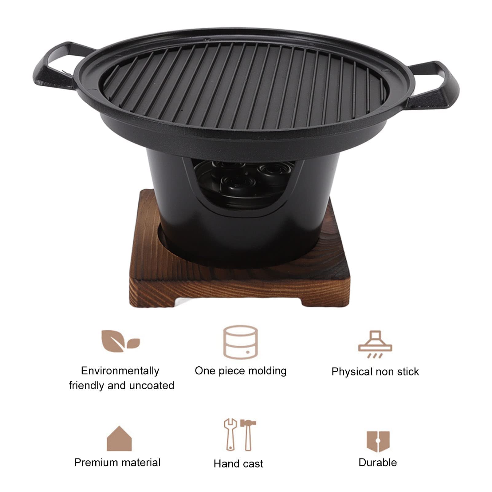 Przenośny bezdymny mini koreański grill do grillowania – mały grill stołowy na węgiel drzewny do użytku jednoosobowego idealny do domu i na kemping - kompaktowy wędzarnia do gotowania wewnątrz i na