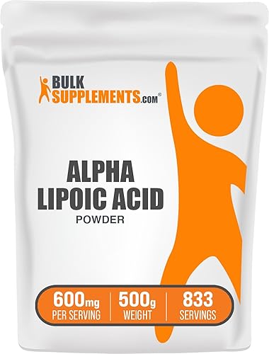 Miniatura 1 de BULKSUPPLEMENTS.COM Polvo de ácido alfa lipoico - Suplemento ALA para antioxidantes y apoyo nervioso - Sin gluten y sin relleno en polvo - 600 mg