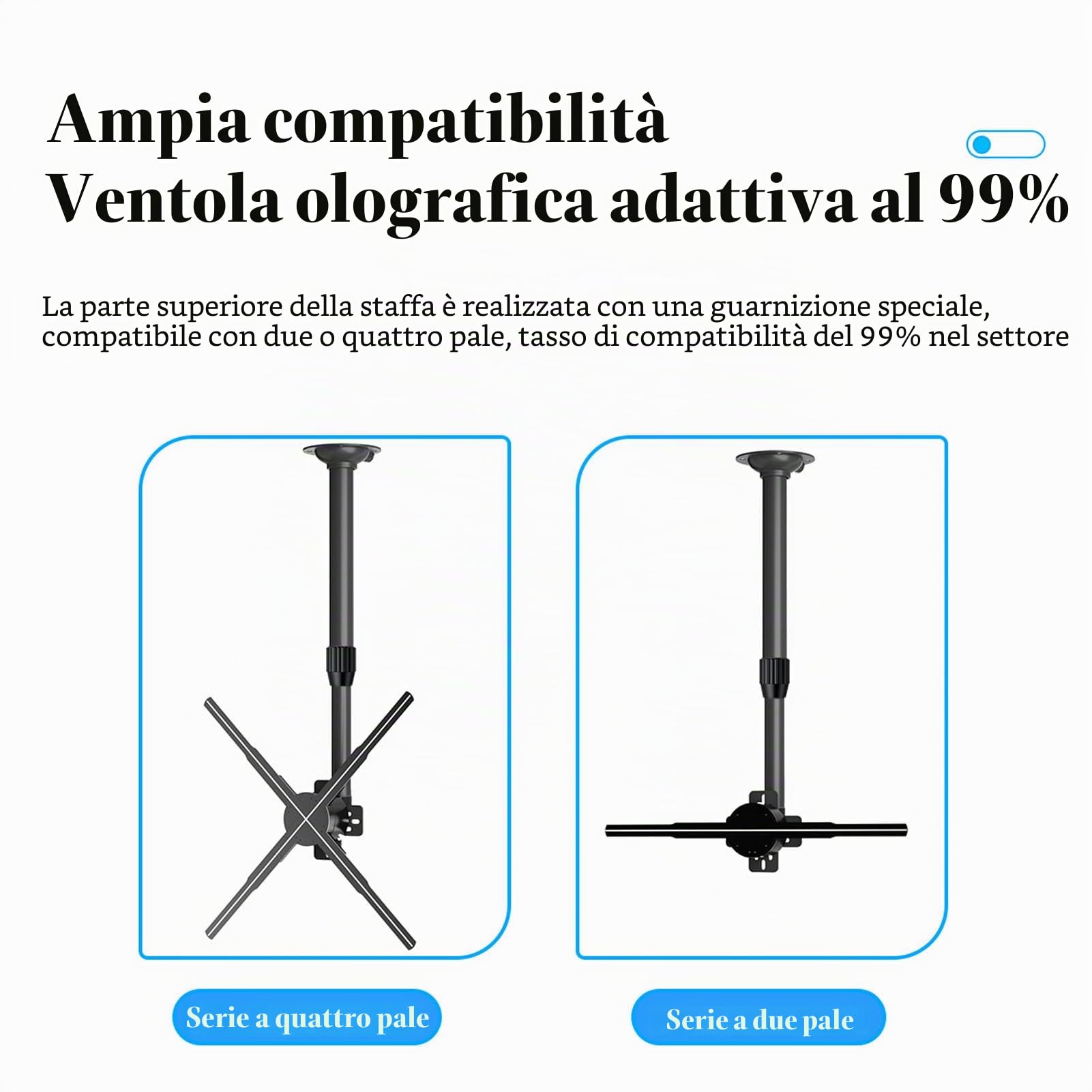 Ventola con Ologramma 3D da 15,5 a 24 Pollici, Proiettore con Ventola LED con Ologramma 3D Regolabile, Proiettore Pubblicitario 3D a LED per Negozi di Negozi Aziendali,