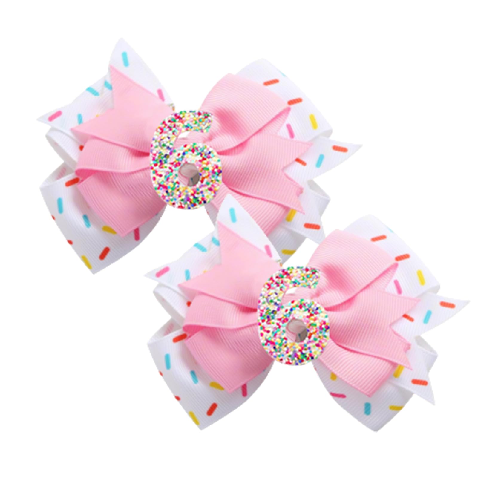 View 1 of 2 Pack 6th Birthday Hair Bow for Girls, Pink Hair Clips Hair Accessories for Girls 1 2 3 4 5 6 Years Birthday Confetti Ice Cream Party Supplies Decorations