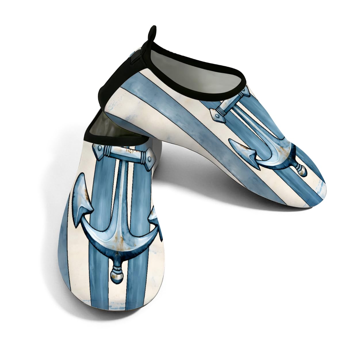 Zapatos acuáticos sin cordones con diseño retro náutico y rayas 7