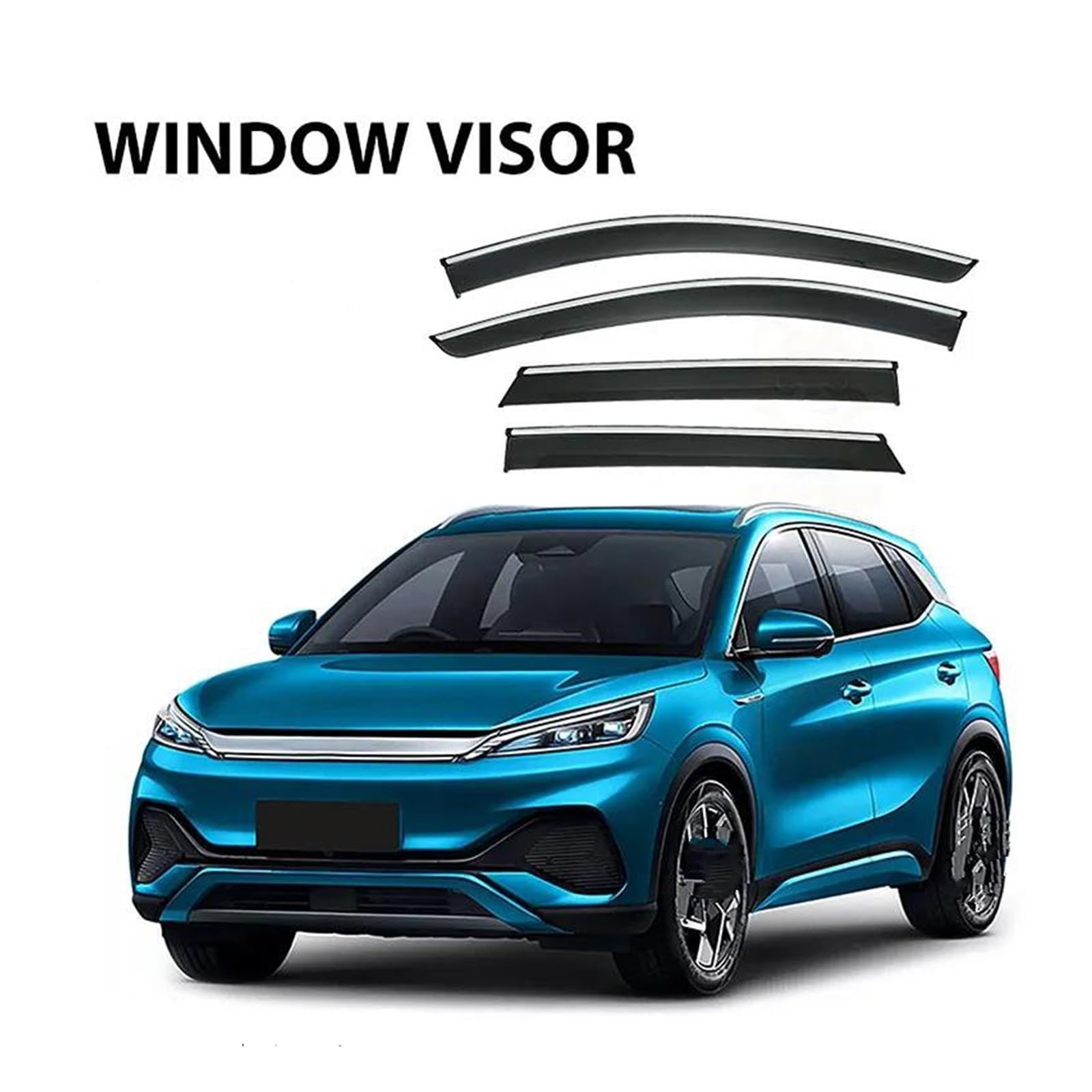 Seitenfensterabweiser Car Window Weather Shields For BYD For Yuan For Plus For Atto 3 2022+ Paste-mounted Window Deflector Rain Covers 4Pcs/Set