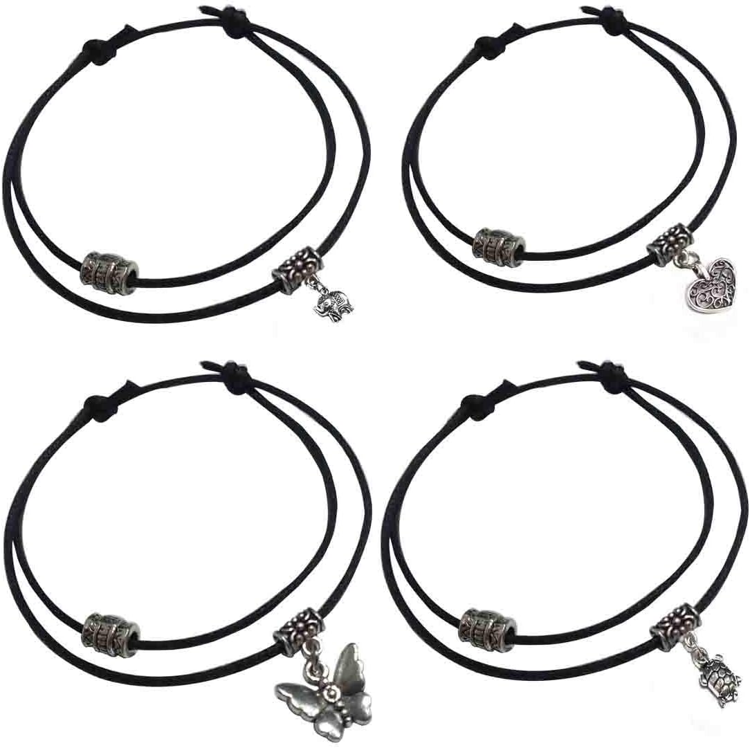 GURJARI JEWELLERS Adjustable Black Thread Anklet with Oxidised Beads For Girls