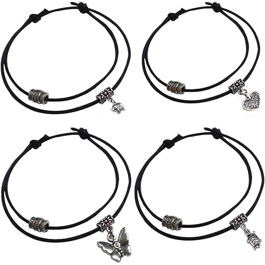 Adjustable Black Thread Anklet with Beads