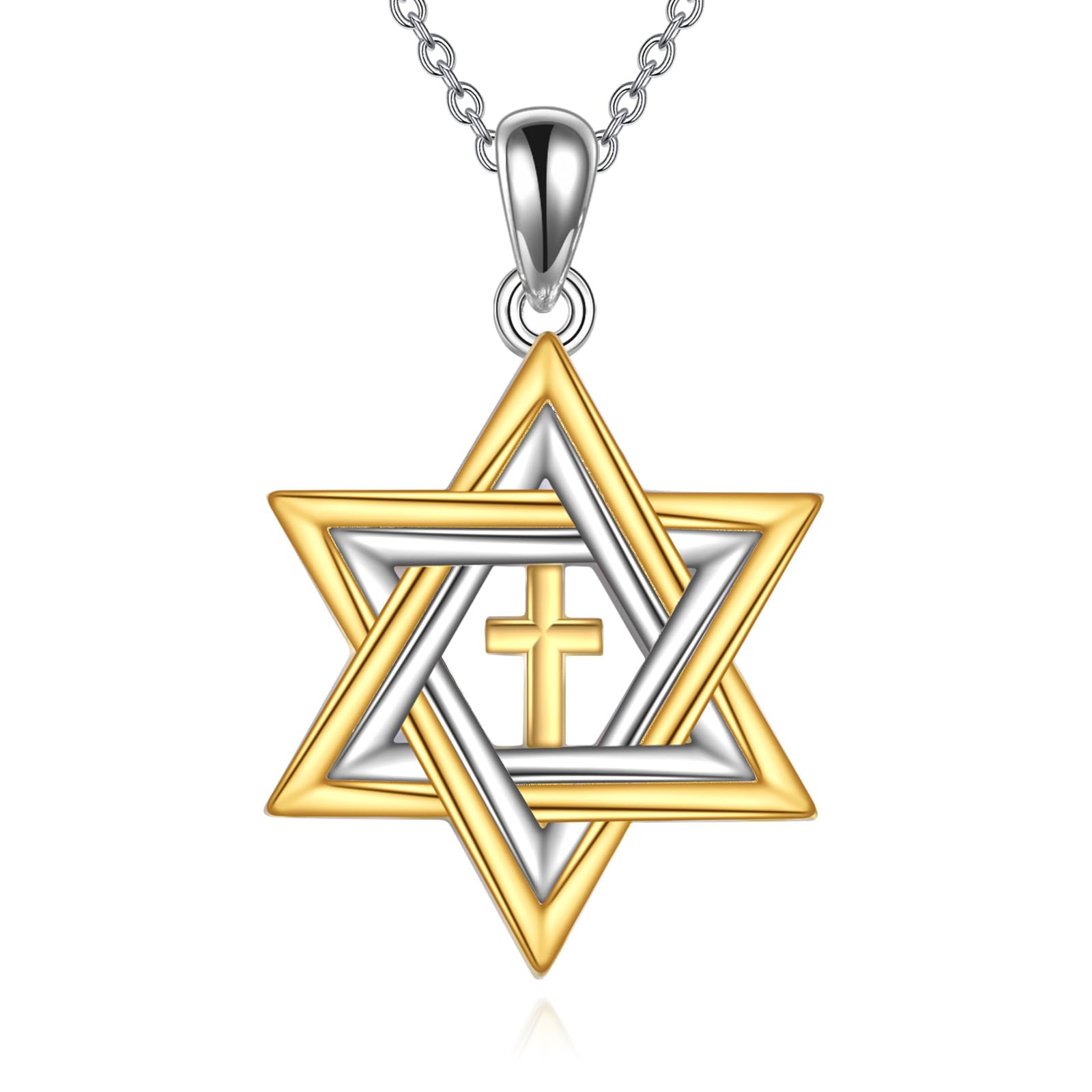 ONEFINITY Collana con stella di David, in argento Sterling 925, con ciondolo a forma di stella di David, regalo per uomo e donna