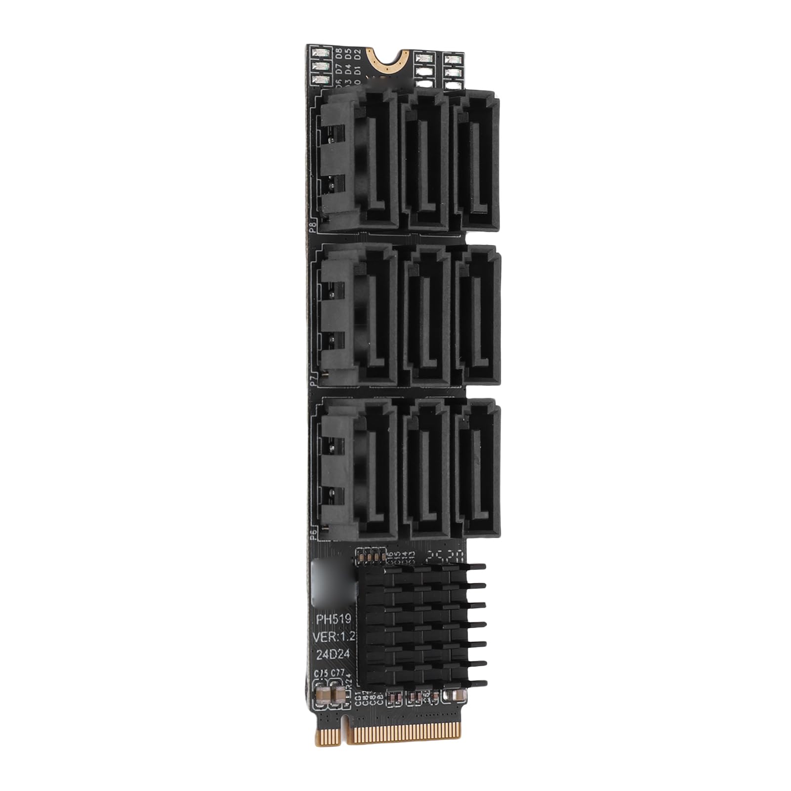 Fockety Adaptador M.2 a 3.0, Tarjeta de Expansión de Alta Velocidad con Interfaz PCIe 3.0 X2 de 9 Puertos, Convertidor PCIe a con Refrigeración por Disipador Térmico de Aluminio para PC de Escritorio