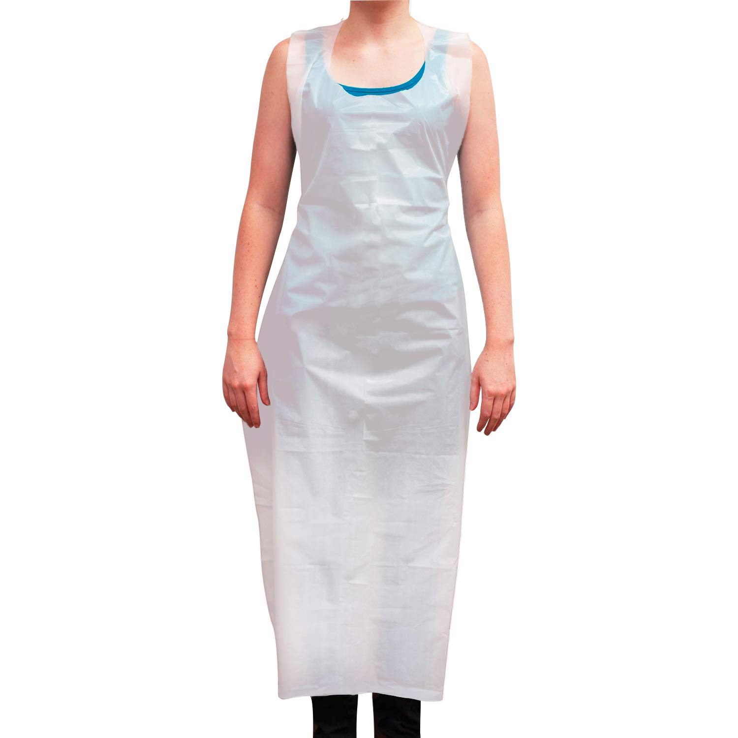 SAFE HANDLER Disposable Poly Aprons | 1.21 Mil Thickness, Waterproof and Disposable, Box of 50 (1 Box)