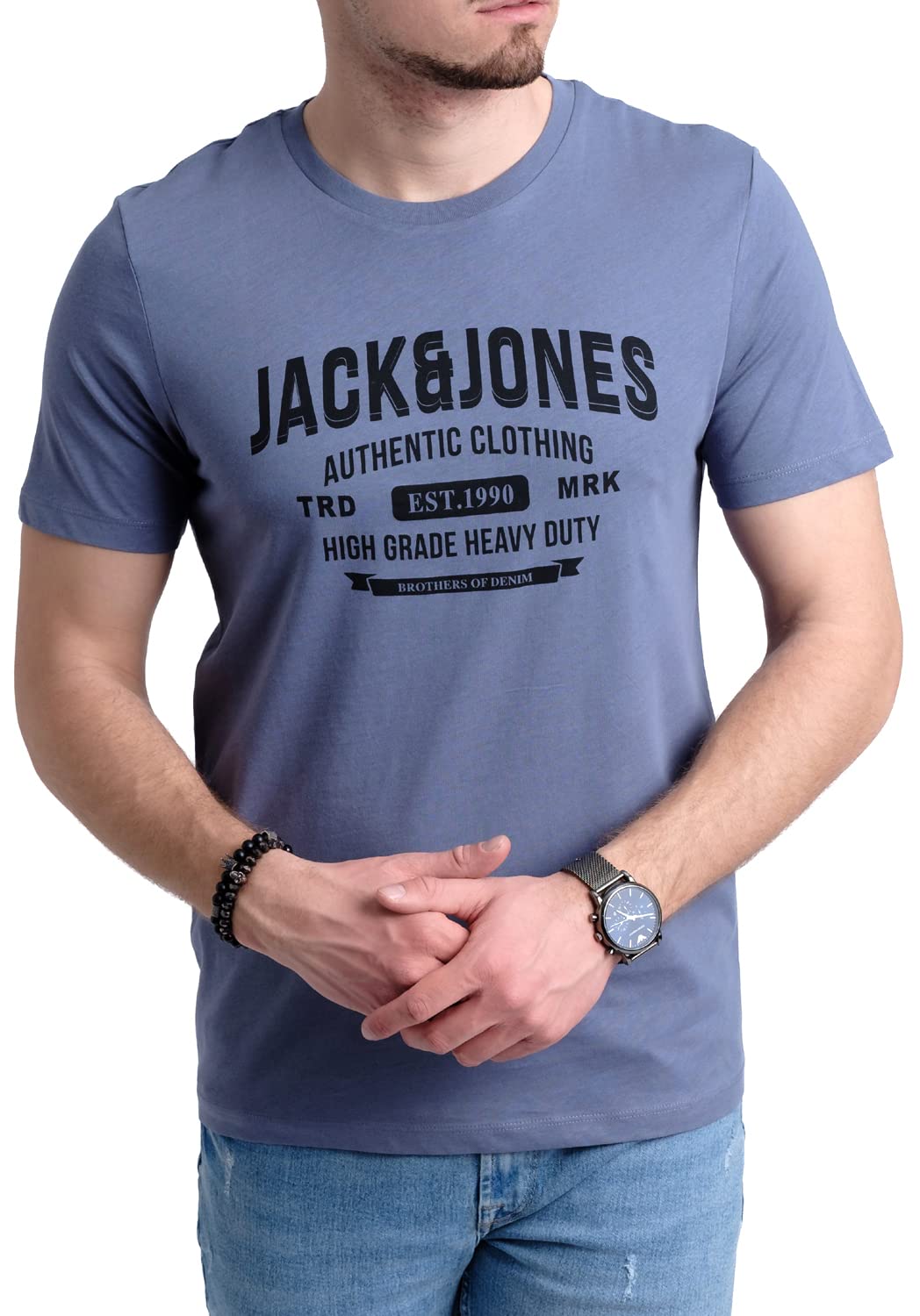 JACK & JONES Herren 5er-Set T-Shirts in verschiedenen Styles, Prints und Farben aus Baumwolle