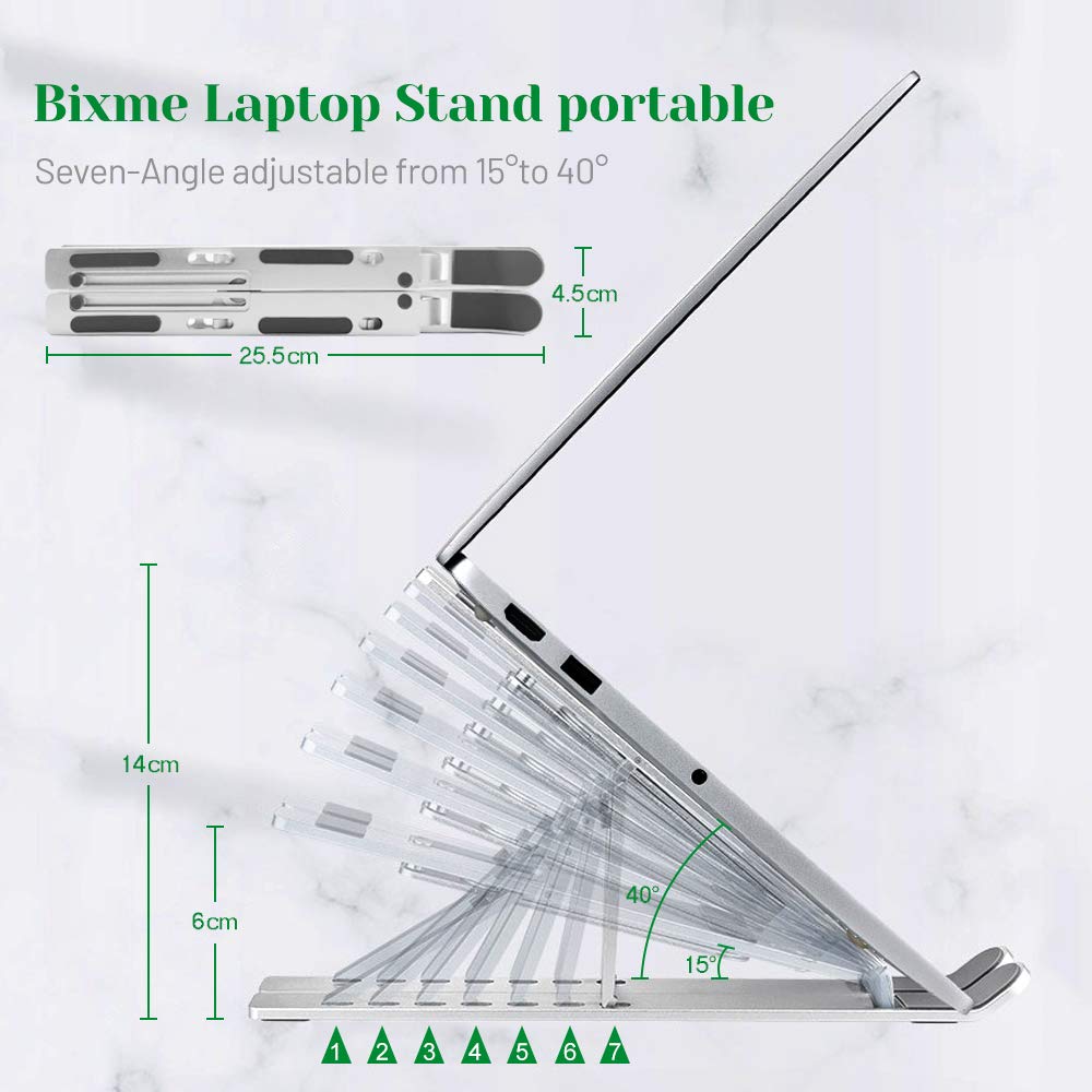 Verstellbarer Laptop-Ständer Aus Aluminium – 7 Neigungswinkel, Für 10-15,6 Zoll Laptops, Kühlend