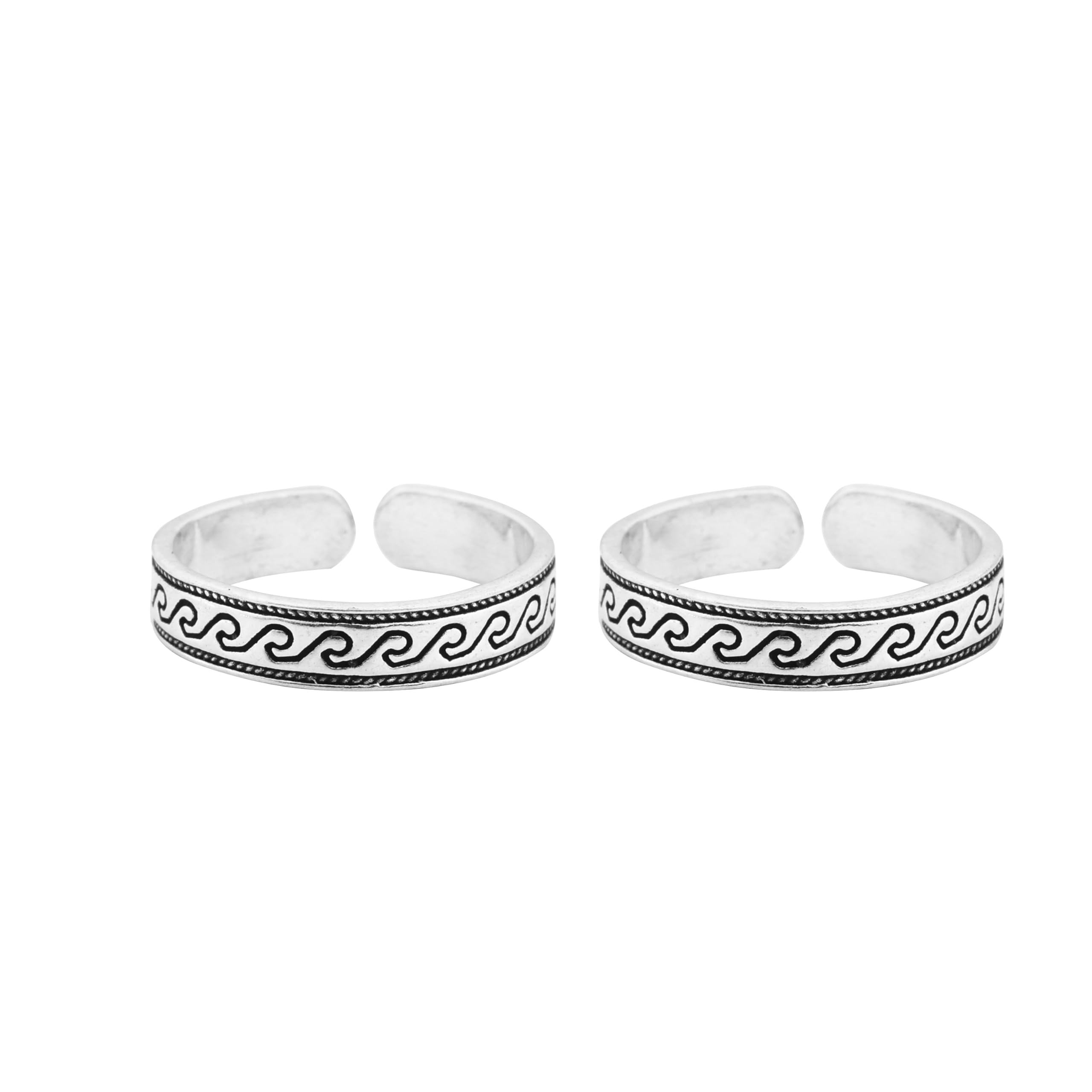 925 Sterling Silver Adjustable Toe Ring for Women, Vintage Wave Pattern Oxidized Bichiya, Boho Open Band, Beach & Daily Wear With 925 Stamp & Certificate of Authenticity | 6 Month Warranty-image-5