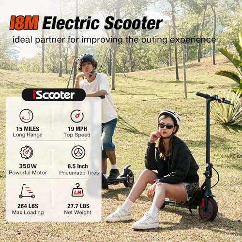 iScooter Electric Scooter Adults & Big Kids, 500/650 Peak Power, Up to 15/18/25 Miles Range, 19/22/25 MPH Top Speed, Cruise Control, Dual Braking System, Foldable E Scooter for Commuting & Campus Use
