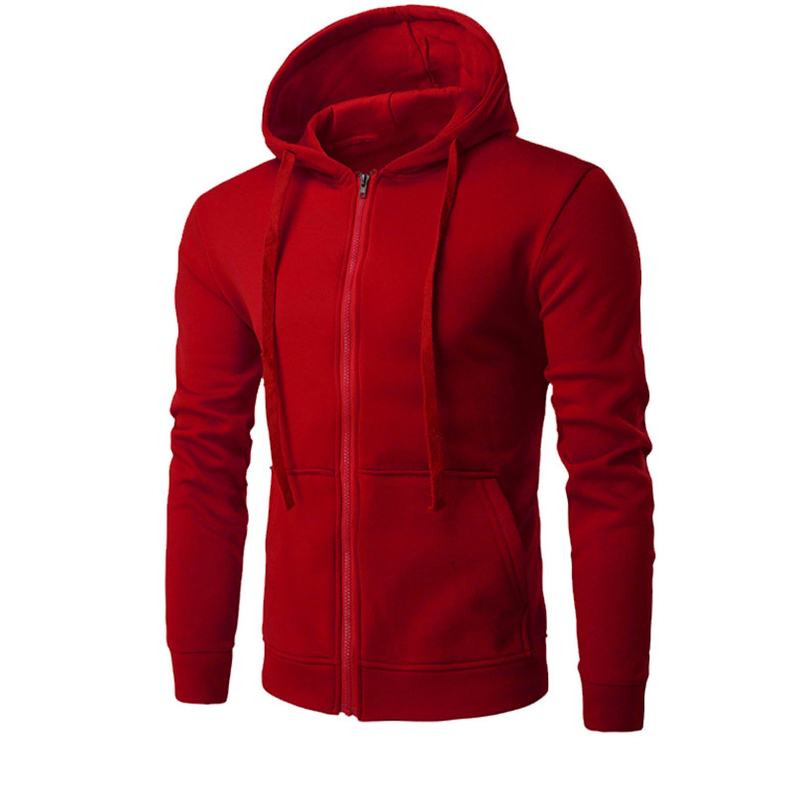 Sweatshirt for Mens Fashion Solid Zipper Hoodie Coats Drawstring Fitted Sport Casual Pullover Sweater Sweatshirts