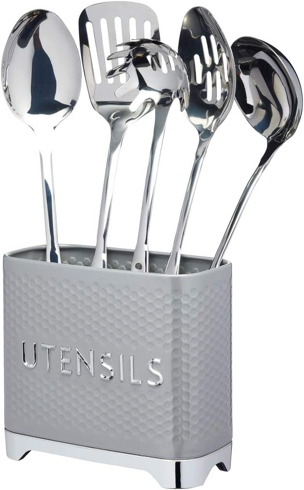 LOVELLO KitchenCraft Textured Utensil Holder with Geometric Hexagon