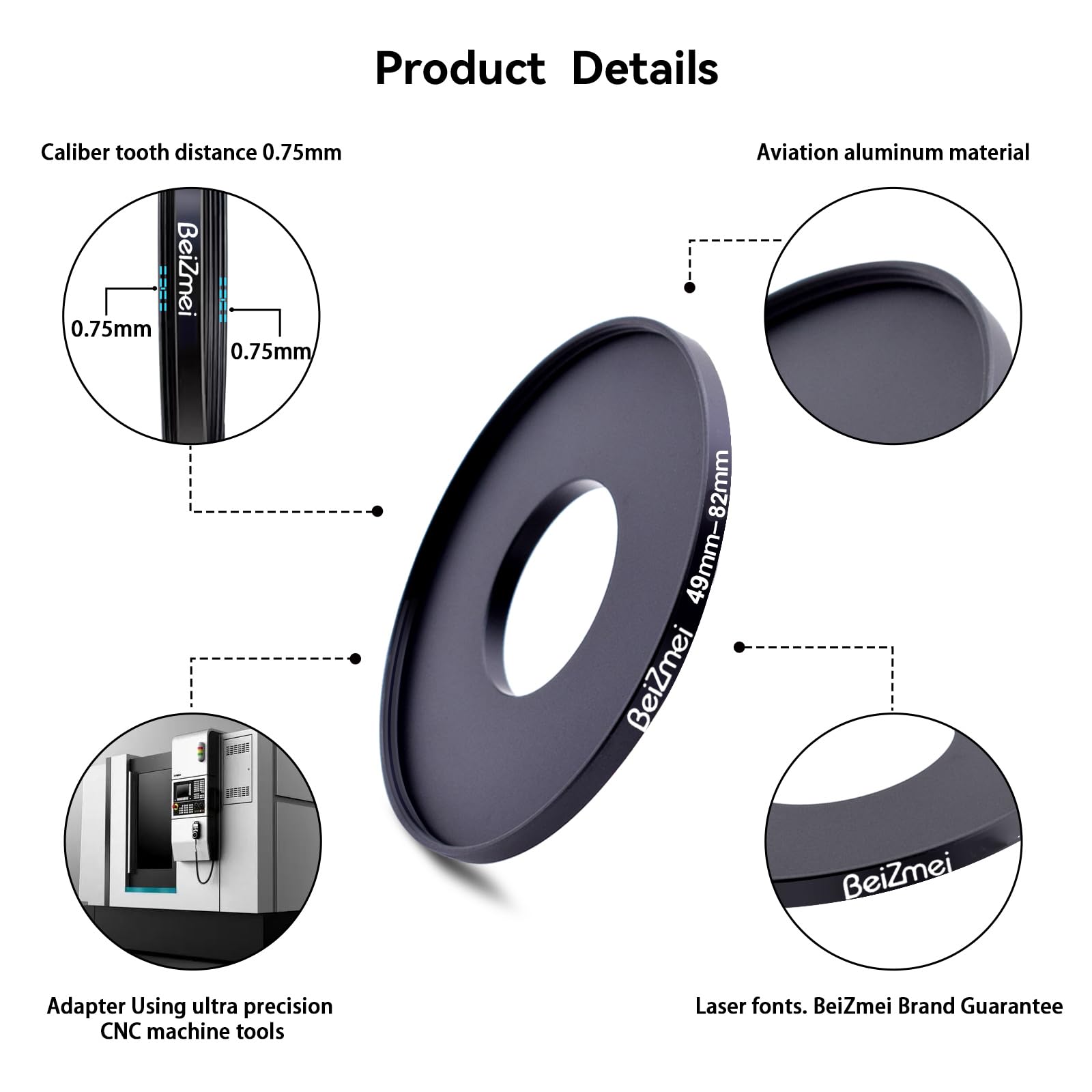 Filtre adaptateur de 49 mm à 82 mm compatible avec tous les objectifs de 82 mm UV,ND, CPL,filtre, 49 mm lentille to 82 mm appareil photo filtre (49-82 mm) - 2