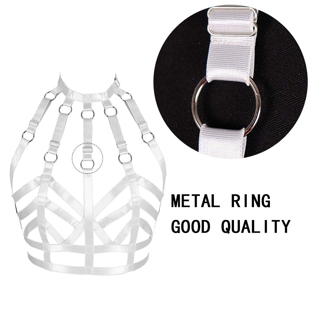 Women Harness Body Cage Open Breast Bra Punk Gothic Top Strappy Hollow Out Frame Garter Belts