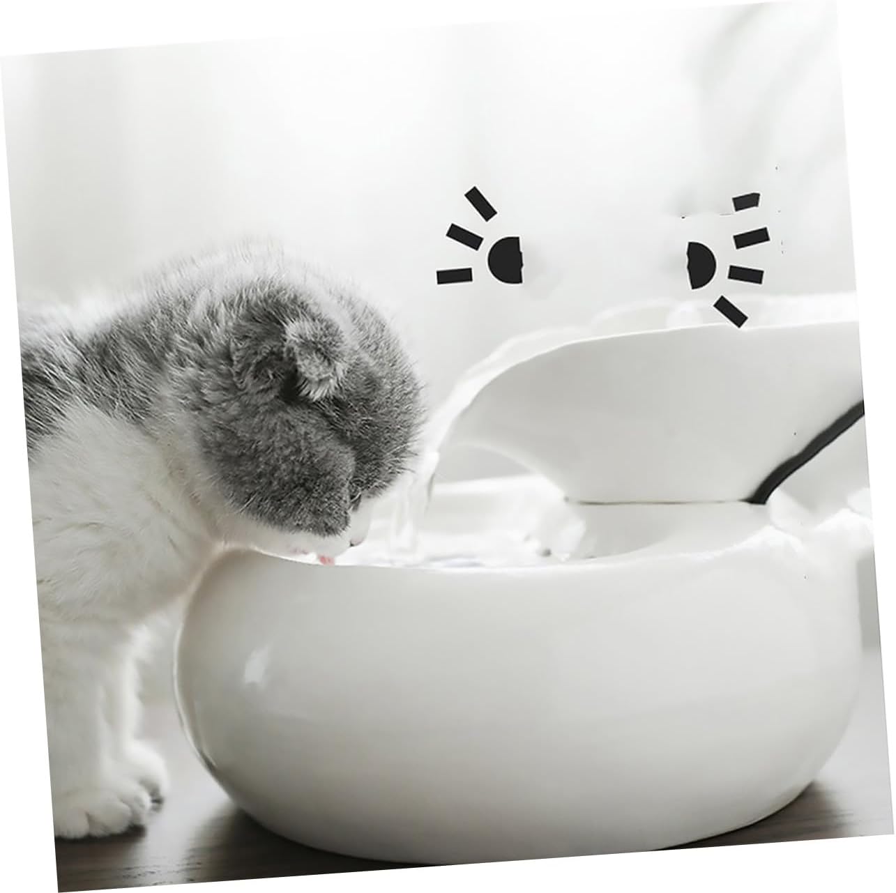 Ceramic Pet Water Dispenser Automatic Circulating Filtration Fountain for Cats and Dogs White with US Plug Silent Pump Anti-Spill Design Promotes Hydration and Urinary Health