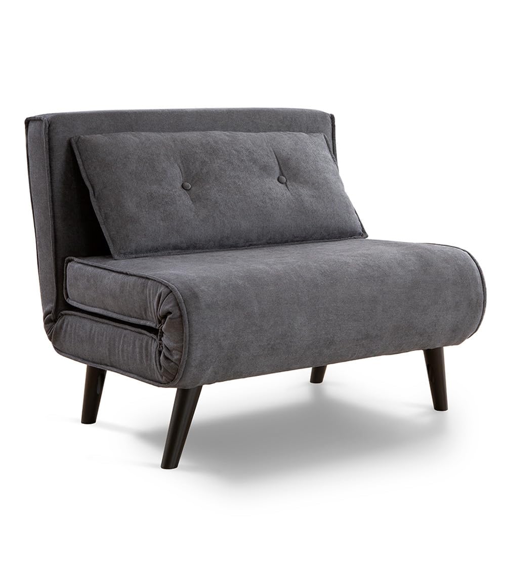 CAMBIA TUS MUEBLES - Sofá Cama Pegaso Plegable. Sofá butaca Individual con Pata de Madera y tapizado en Tela (Gris)