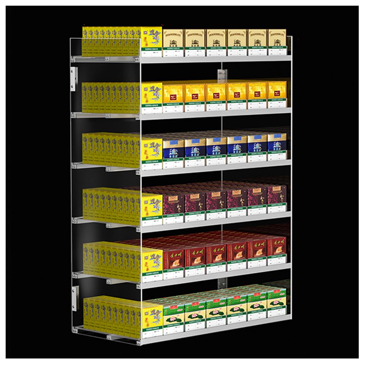 Support De Vente Au Détail De Cigarettes, Présentoirs De Magasin en Acrylique Durables, Comptoir Rectangulaire/Vitrine De Cigarettes Murale,6 Layers,7 Columns