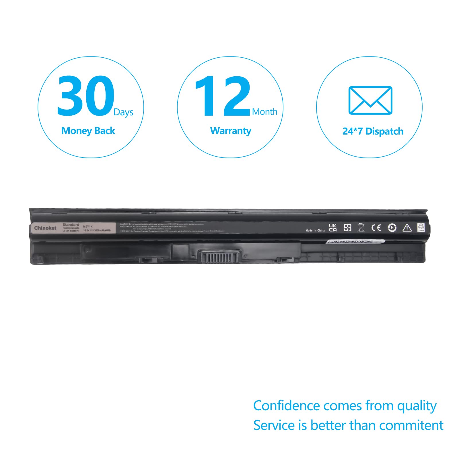M5Y1K Batería para DELL Inspiron 3451 3452 3551 3552 3558 3462 3465 3467 3565 3567 5451 5452 5455 5458 5551 5552 5558 5559 5755 5758 Latitud 3470 3570 Vostro 3558 3559 40Wh/14.8 V/3000mAh
