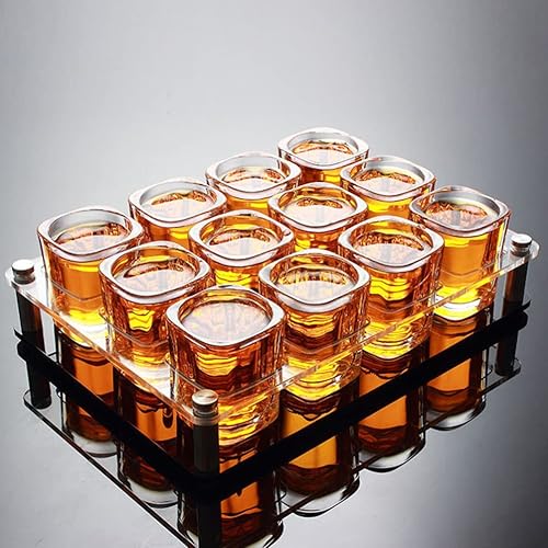 Miniatura 5 de Soporte para 12 vasos de chupito, soporte cuadrado acrílico para vasos de vino, bandeja de servir para whisky, brandy, vodka, cóctel, shot,