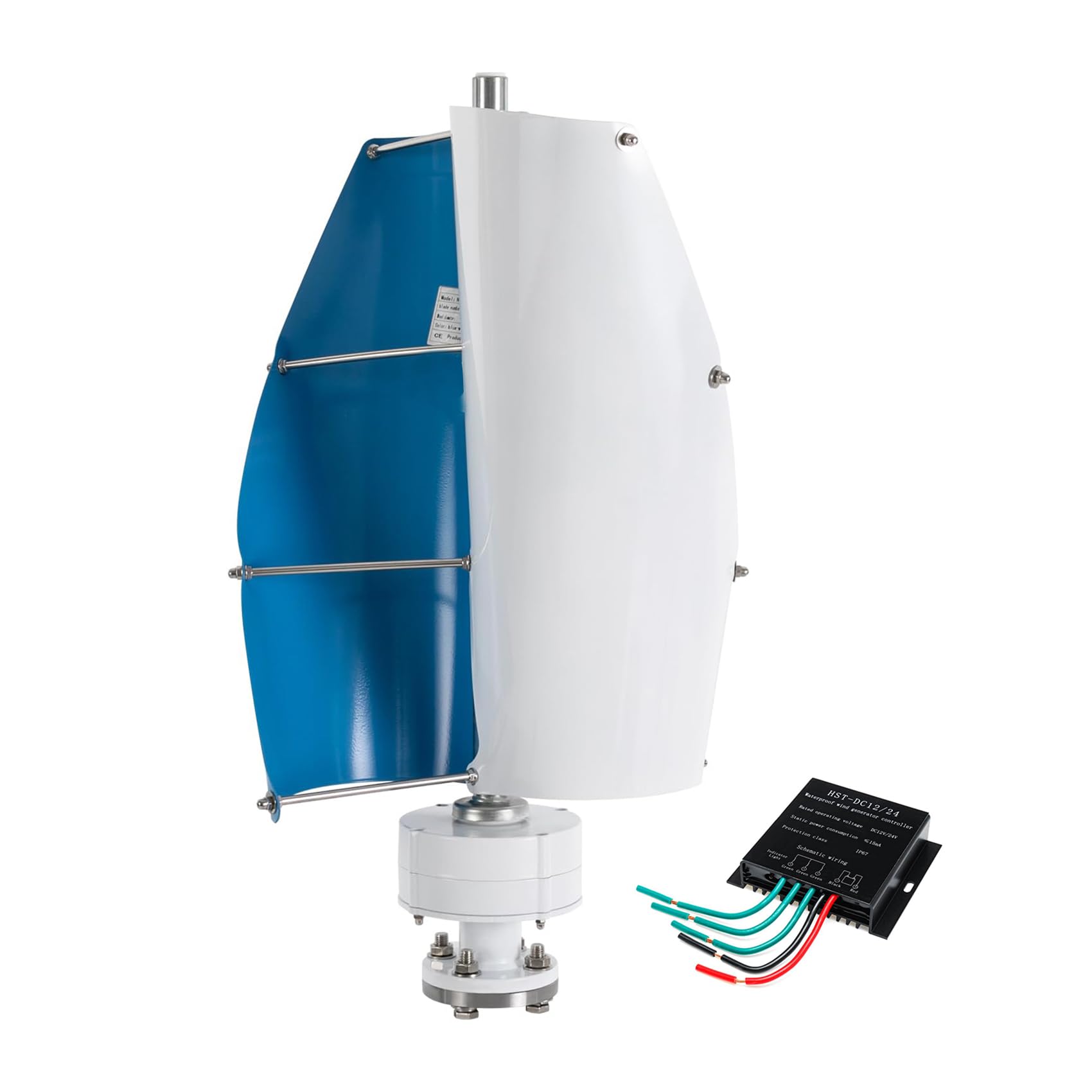 Aerogenerador De Eje Vertical De Levitación Magnética Permanente De 9000 W, 12 V/24 V/48 V/220 V, con Controlador para Jardín, Exteriores E Iluminación Pública (Azul).
