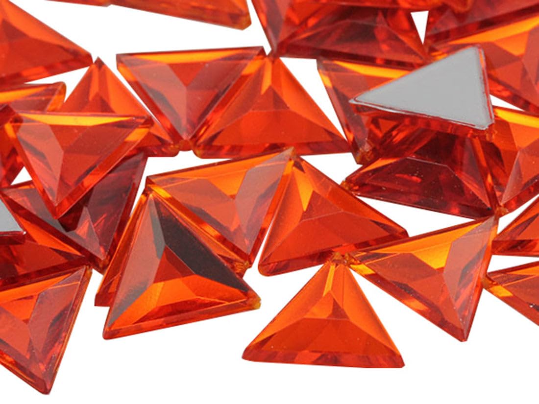 Allstarco Orange Hyacinth .Hc 13Mm Flat Back Triangle Acrylic Rhinestones Plastic Gems Plastic Costume Jewels Embelishments - 50 Pieces (Orange Hyacinth .Hc)