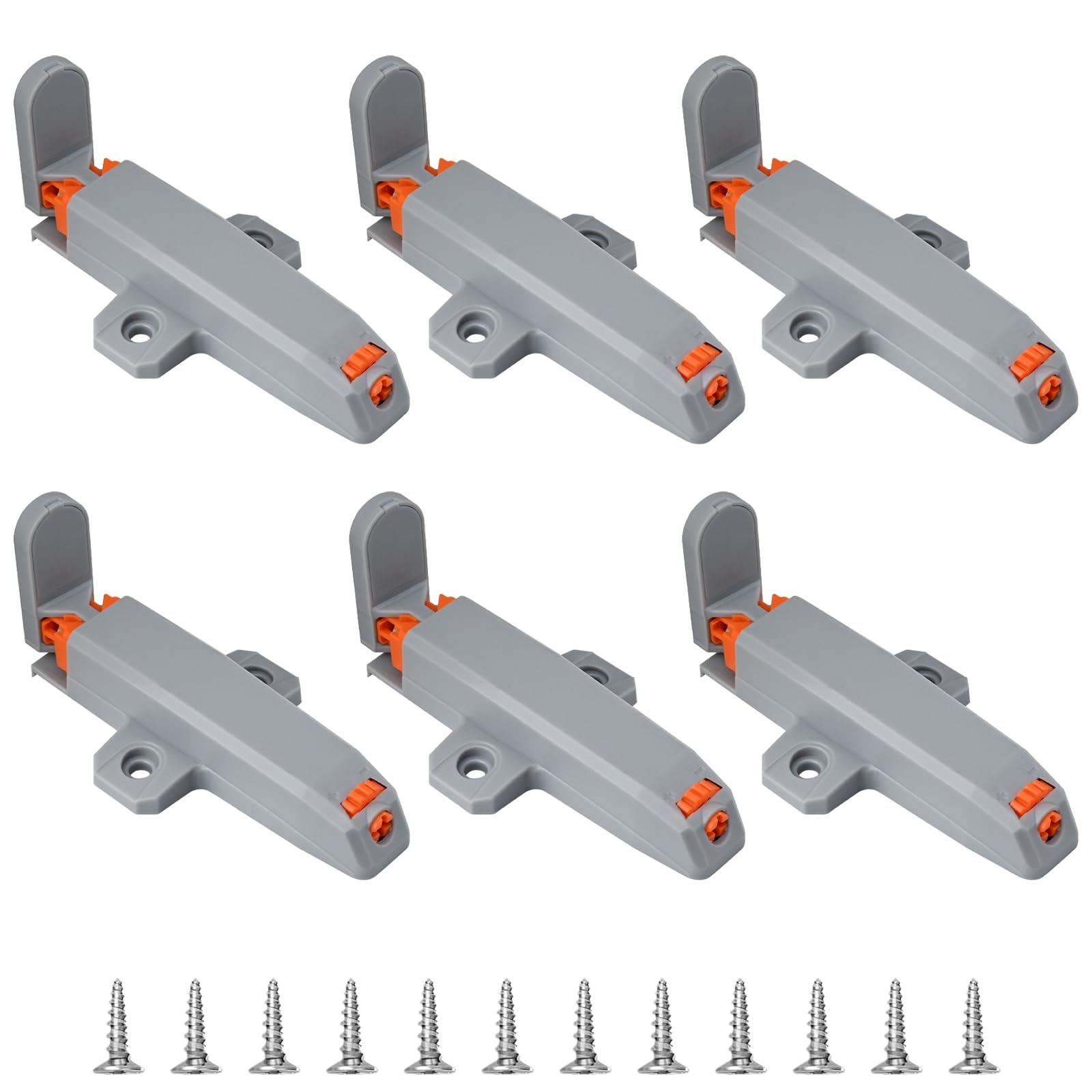 Rphonghong Grey 6 Pack Push To Open Door Catches, Heavy Duty Push Opener Door Catch Spring Pushs Latch Snap Roller Door Catch For Kitchen Cabinets Cupboards Wardrobes Closets Drawers