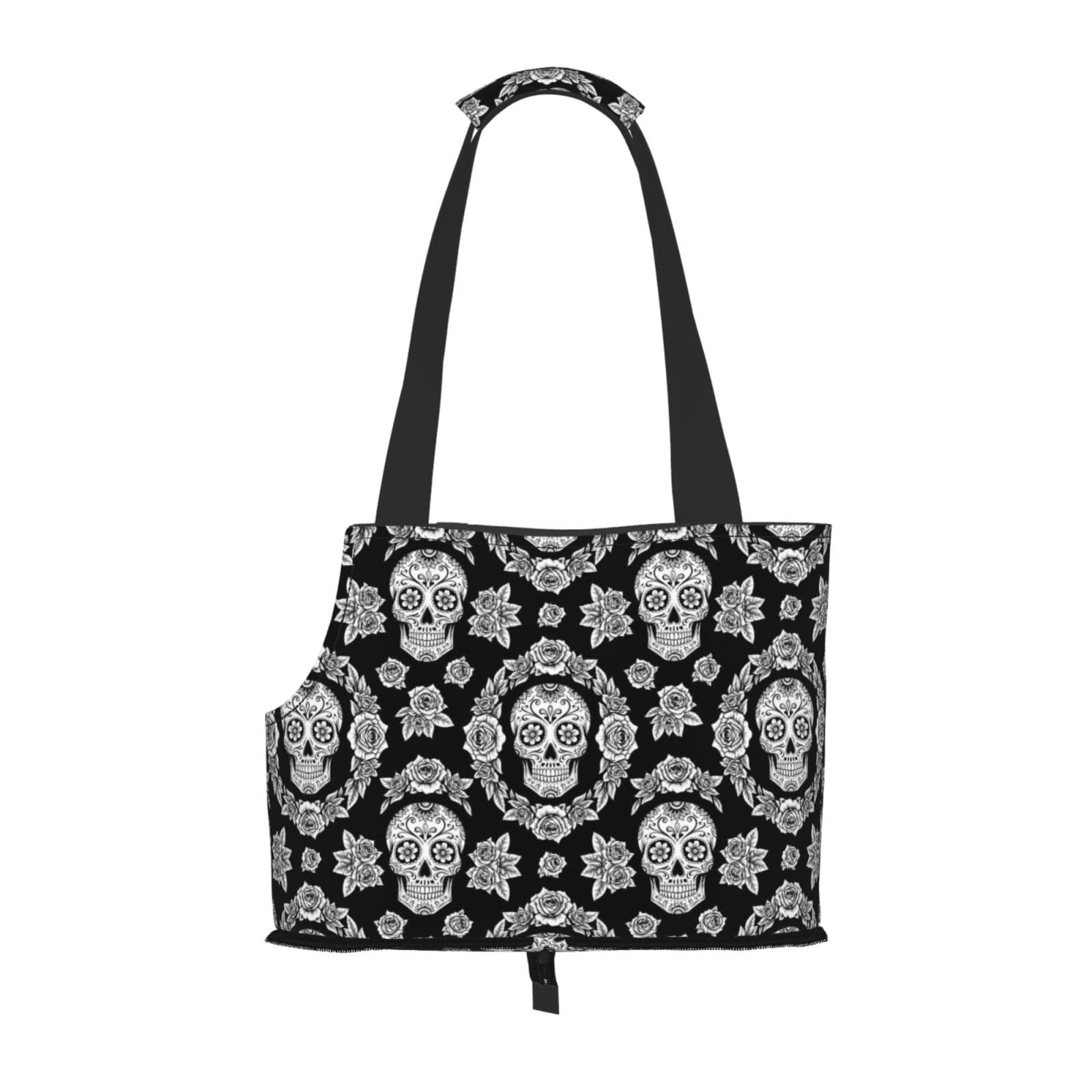 Lightweight Pet Dog Sling Carrier Small Pet Carrier Puppy Sling Bag Compatible with Black and White Floral Decor Day of The Dead Mexican Sugar Skulls