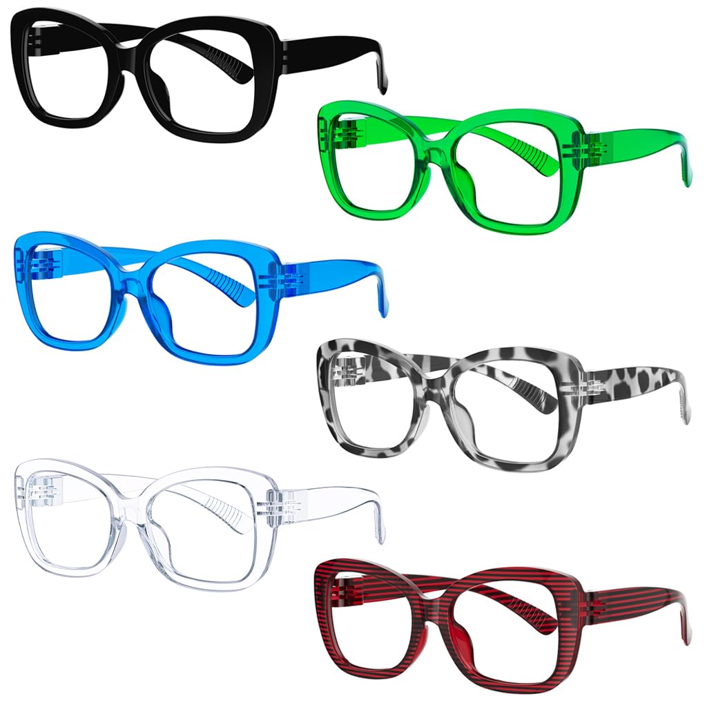 Eyekepper 6 Pack Metalless Screwless Spring Hinges Reading Glasses for Women Ladies Stylish Readers Cheaters +0.75