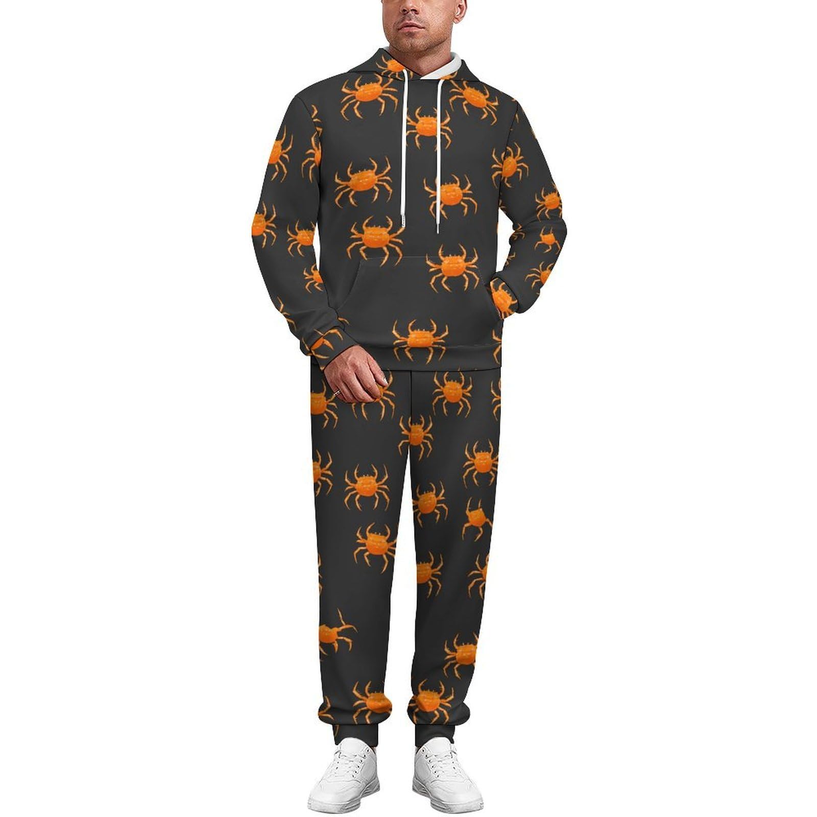 Crabs Pattern Tute per gli Uomini Manica Lunga Felpa Con Cappuccio E Pantaloni Della Tuta Joggers Set Moda Tute